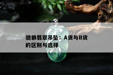 貔貅翡翠吊坠：A货与B货的区别与选择