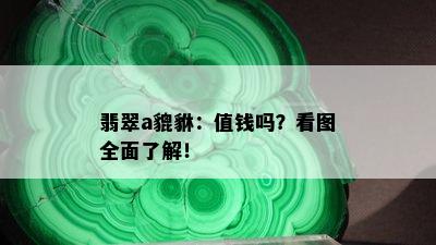 翡翠a貔貅：值钱吗？看图全面了解！