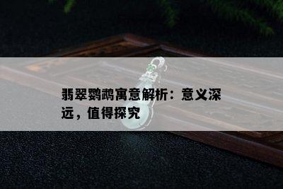 翡翠鹦鹉寓意解析：意义深远，值得探究