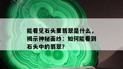 能看见石头里翡翠是什么，揭示神秘面纱：如何能看到石头中的翡翠？