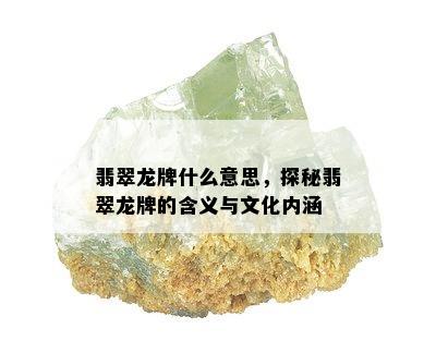 翡翠龙牌什么意思，探秘翡翠龙牌的含义与文化内涵