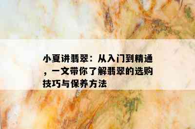 小夏讲翡翠：从入门到精通，一文带你了解翡翠的选购技巧与保养方法