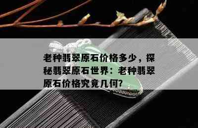 老种翡翠原石价格多少，探秘翡翠原石世界：老种翡翠原石价格究竟几何？