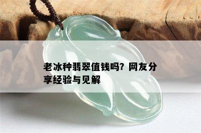 老冰种翡翠值钱吗？网友分享经验与见解