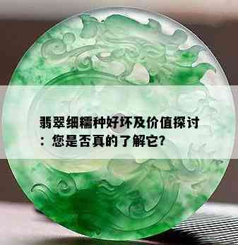 翡翠细糯种好坏及价值探讨：您是否真的了解它？