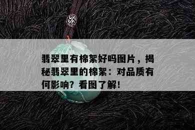 翡翠里有棉絮好吗图片，揭秘翡翠里的棉絮：对品质有何影响？看图了解！