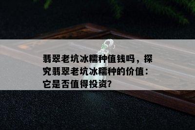 翡翠老坑冰糯种值钱吗，探究翡翠老坑冰糯种的价值：它是否值得投资？