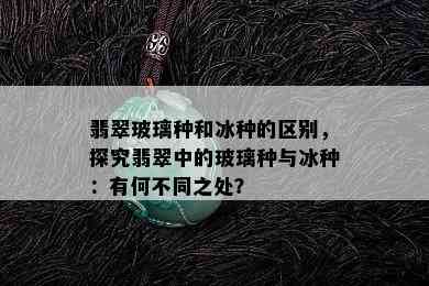 翡翠玻璃种和冰种的区别，探究翡翠中的玻璃种与冰种：有何不同之处？