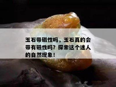 玉石带磁性吗，玉石真的会带有磁性吗？探索这个迷人的自然现象！