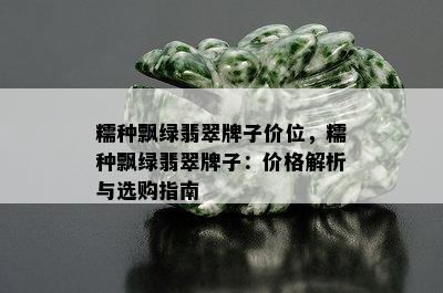 糯种飘绿翡翠牌子价位，糯种飘绿翡翠牌子：价格解析与选购指南