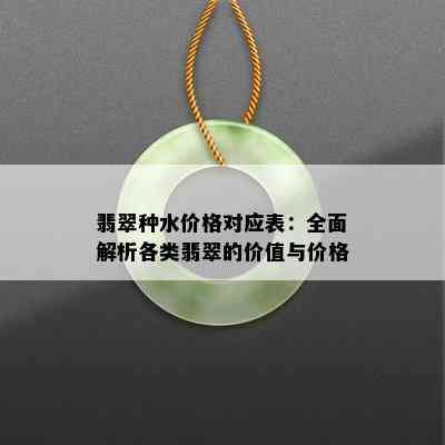 翡翠种水价格对应表：全面解析各类翡翠的价值与价格