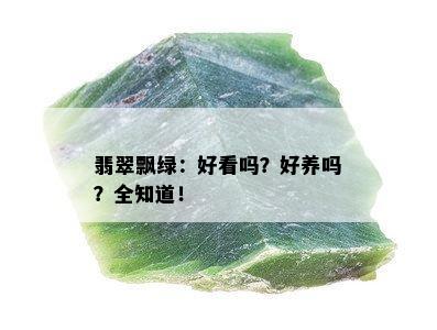 翡翠飘绿：好看吗？好养吗？全知道！