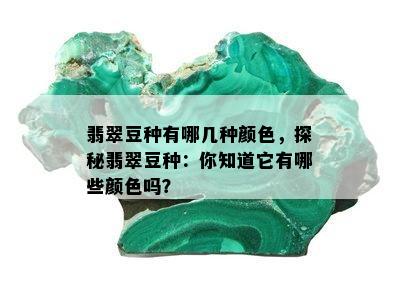 翡翠豆种有哪几种颜色，探秘翡翠豆种：你知道它有哪些颜色吗？