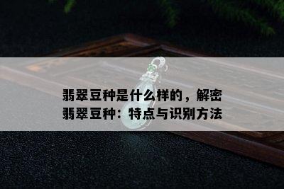 翡翠豆种是什么样的，解密翡翠豆种：特点与识别方法