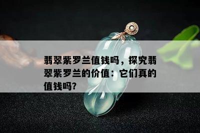 翡翠紫罗兰值钱吗，探究翡翠紫罗兰的价值：它们真的值钱吗？