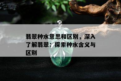 翡翠种水意思和区别，深入了解翡翠：探索种水含义与区别