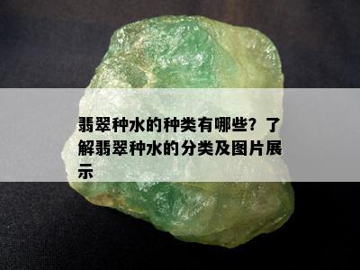 翡翠种水的种类有哪些？了解翡翠种水的分类及图片展示