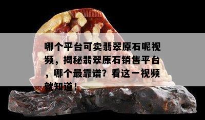 哪个平台可卖翡翠原石呢视频，揭秘翡翠原石销售平台，哪个最靠谱？看这一视频就知道！