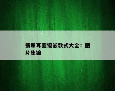 翡翠耳圈镶嵌款式大全：图片集锦