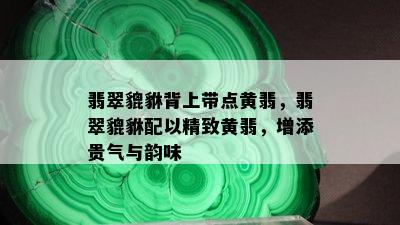 翡翠貔貅背上带点黄翡，翡翠貔貅配以精致黄翡，增添贵气与韵味