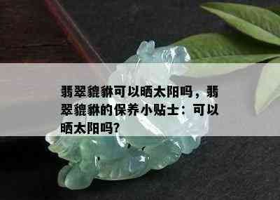 翡翠貔貅可以晒太阳吗，翡翠貔貅的保养小贴士：可以晒太阳吗？