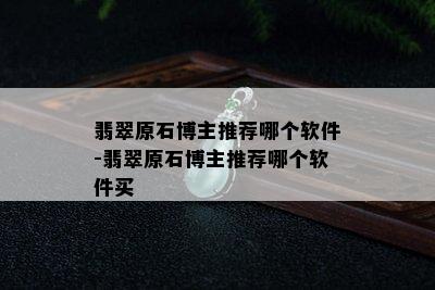 翡翠原石博主推荐哪个软件-翡翠原石博主推荐哪个软件买