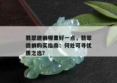 翡翠貔貅哪里好一点，翡翠貔貅购买指南：何处可寻优质之选？