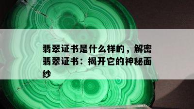 翡翠证书是什么样的，解密翡翠证书：揭开它的神秘面纱