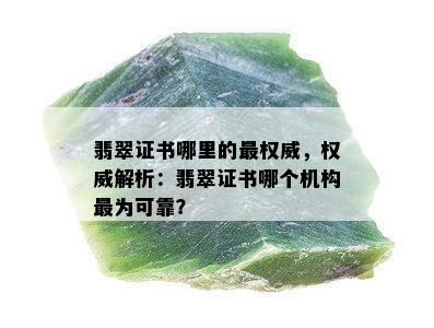 翡翠证书哪里的最权威，权威解析：翡翠证书哪个机构最为可靠？