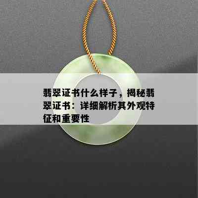 翡翠证书什么样子，揭秘翡翠证书：详细解析其外观特征和重要性